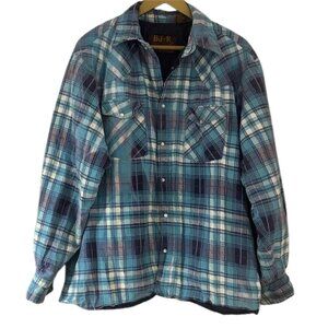 Men’s Classic Western Blue Plaid Snap Jacket